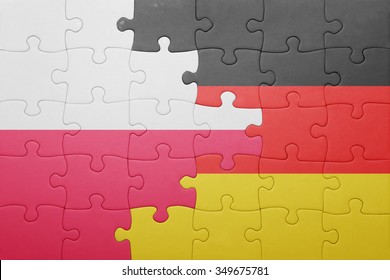 Puzzle With The National Flag Of Poland And Germany . Concept