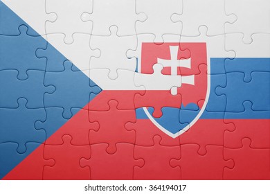 puzzle with the national flag of slovakia and czech republic . concept