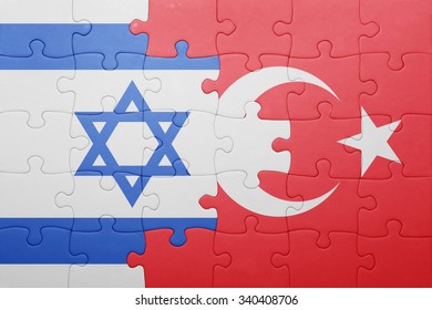 Puzzle With The National Flag Of Turkey And Israel . Concept