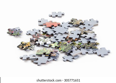 Puzzle Pieces On White Background