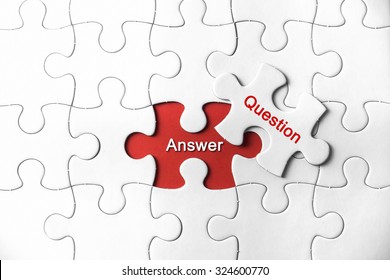 Puzzle with a word Answer and Question - Shutterstock ID 324600770