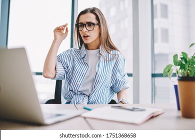 Puzzled Female Trainee Optical Eyewear Vision Stock Photo 1751368658 ...