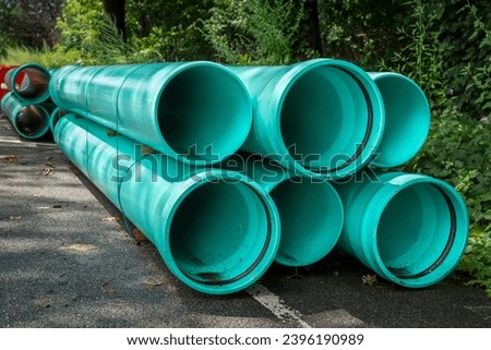 pvc gravity sewer pipes close-up