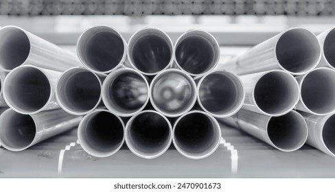 PVC pipes stack in construction sites.