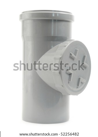PVC sewage cleanout shot over white background