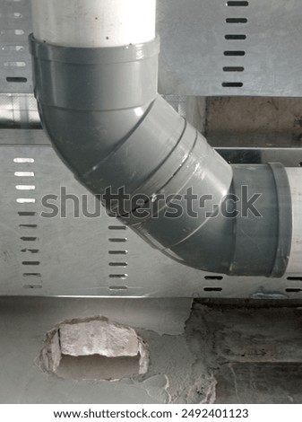 PVC type class AW rainwater pipe installation path that turns 90 degrees using 45 degree elbow fittings 2 pcs