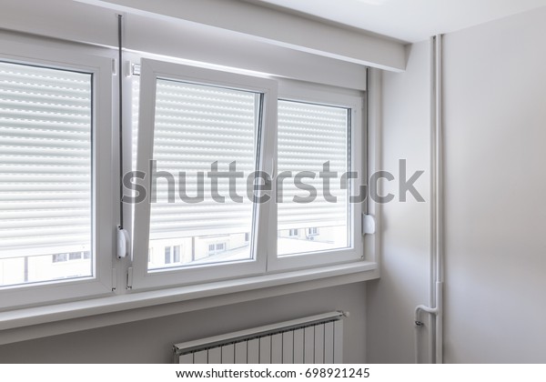 PVC window in white\
room