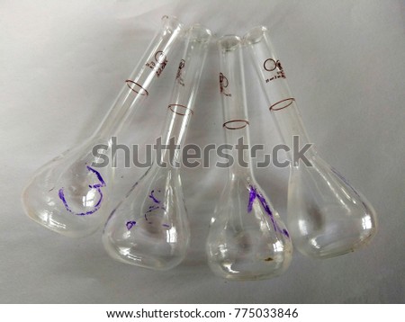 Pycnometers for determining the density of substances.