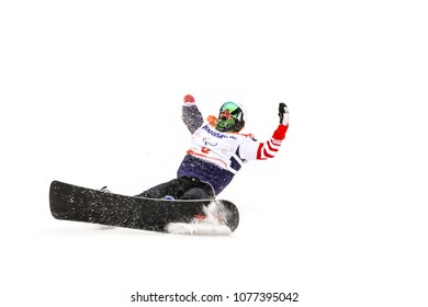 PyeongChang 2018 16th March . Para Snowboard. Team USA, Minor Mike Won Gold