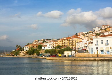 PYLOS, GREECE - OCT 6, 2014: One Of The Streets Of Pylos Island. Modern Town Of Pylos, Was Built By The Troops Of General Maison During The Subsequent French Morea Expedition Of 1828-1833.