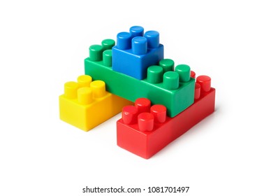 Plastic Building Blocks Isolated On White Stock Photo 222152824 ...