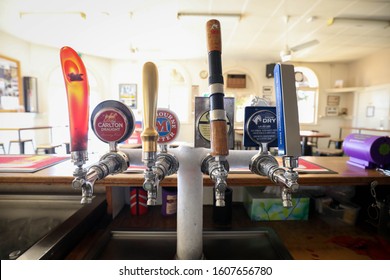 Pyramid Hill, Victoria / Australia - December 16 2019 : Beer Taps Behind The Bar Of A Country Pub