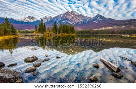 Similar – Panorama of Mount Rundle mountain peak with blue sky