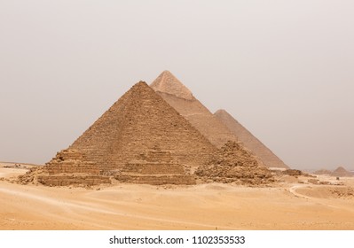 The Pyramids Of Giza, Menkaure, Khafre, And Khufu, Egypt