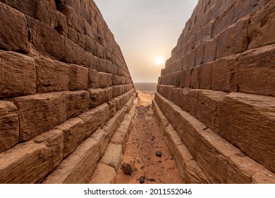 Pyramids Of Meroe in Sudan At sunset 