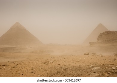 Pyramids, Sand Storm, Egypt