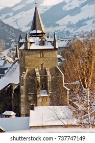 Pyrenees Village Church In Winter