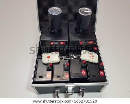 Pyrotechnic remote control for starting cold fountains