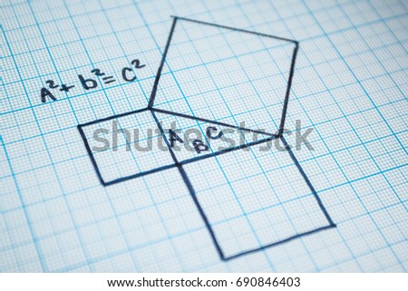 Pythagorean theorem. A mathematical example with a triangle pattern.
