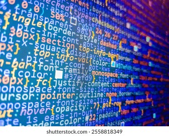 Python code computer screen. Coding script text on screen. Computer code and stock graph chart on monitor screen. Dollar trading chart. Abstract computer script code. Coded  top secret.