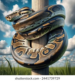 Imagine Python Snake Wrapping Around Horizontal AI-generated image ...