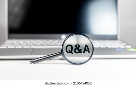 Q Concept. QnA, Q And A Acronym Through Magnifier. Technology Qa.