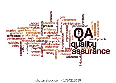 QA word cloud concept on white background
