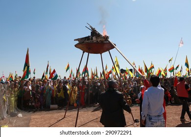 QAMISLO - MARCH 21: More Than 20,000 Kurds Celebrated Kurdish Festival Newroz On 21 March 2013 In Qamislo, Syria.