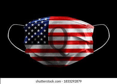 Qanon Deep State Conspiracy Text On Medical Surgical Mask American Flag Isolated