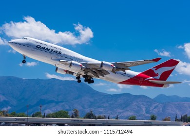 Qantas 747-400 Plane, SCEL/ SCL. Santiago, Chile, 2015