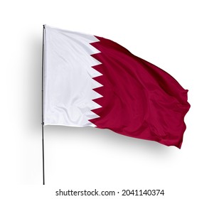 Qatar flag isolated on white background with clipping path.