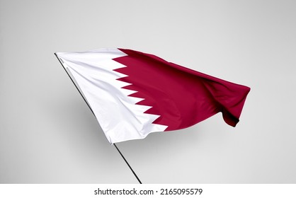 Qatar flag isolated on white background with clipping path. flag symbols of Qatar. flag frame with empty space for your text.