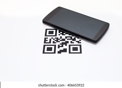 qr code and mobile on a white background