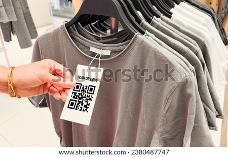 QR code on clothing label in apparel store