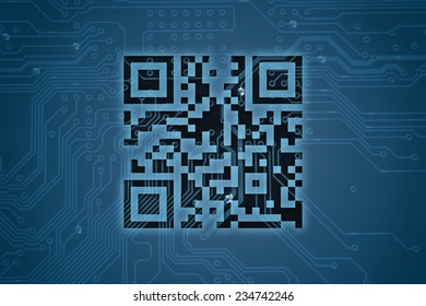 QR code on digital background 