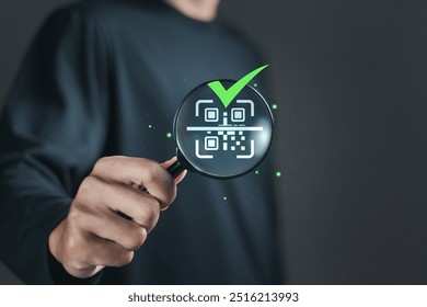 QR code scan for website or mobile application customer support, digital payment. Technology for bank business and Investment.