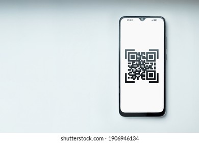 QR code and smartphone, new technologies. Electronic digital technologies scanning, barcode