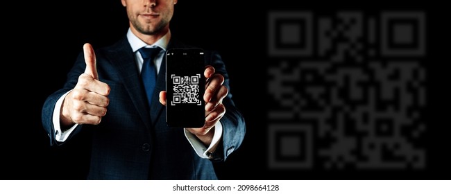 Qr code technology. Mobile smartphone screen for payment, online pay, scan barcode with qr code scanner on digital smart phone man holding. Hands using mobile phone application to scan code