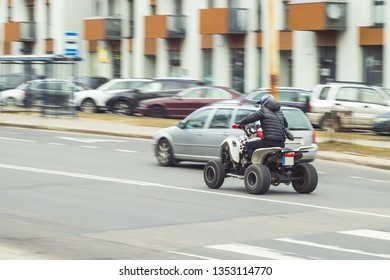 Quad Bike In City Route Speed