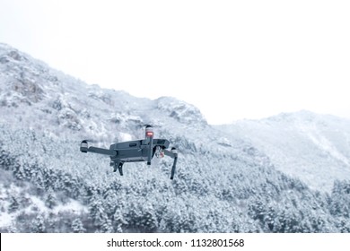 Quad copter drone preparing for flight