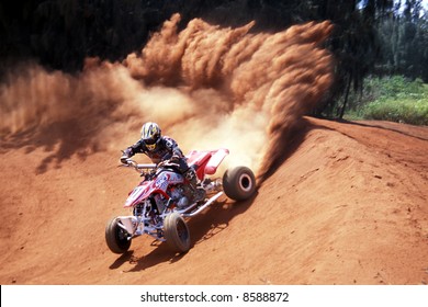 Quad Racer Sprays Some Dirt.