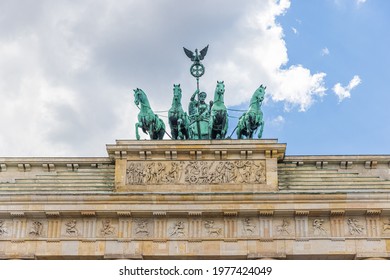 Quadriga Statue On The Top Of The Brandenburg Tor In Berlin, Germany