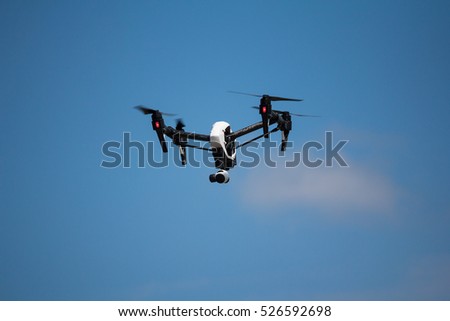 Quadrocopters camera during flight in the sky