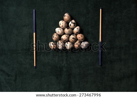 quail eggs in billiard style