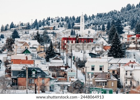 Quaint winter residential neighborhood in Butte, Montana
