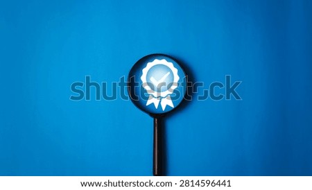 Quality assurance and certification concept featuring a blue approval badge with a white checkmark, symbolizing excellence, verification, trust, compliance, achievement, and professional success.
