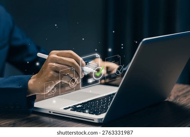 Quality control and approval process with digital checklist, verification system, business standards, workflow validation, project management, efficient task completion