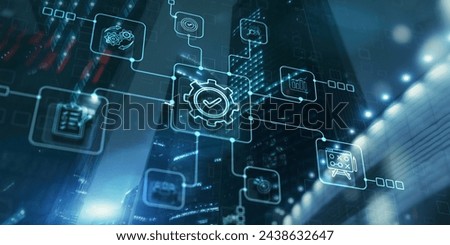 Quality control background. Standardisation Certification Warranty technology.
