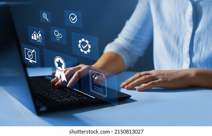 Quality control certification and standardization. International standards quality assurance concept. ISO certification and quality management.  - Shutterstock ID 2150813027