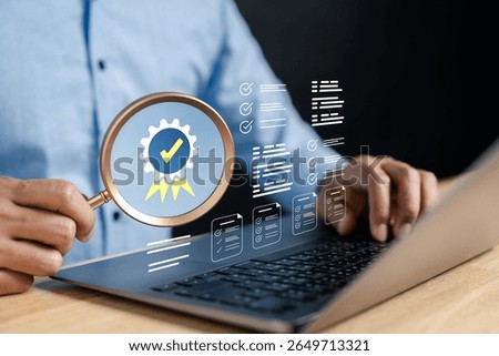 Quality control and document checklist concept with digital verification, task assignment, audit tracking, and compliance management for efficient and reliable business operations.
